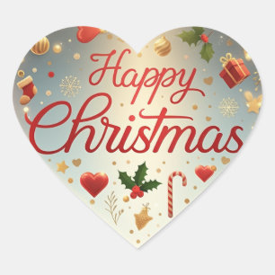 Adesivo Coração Feliz Natal