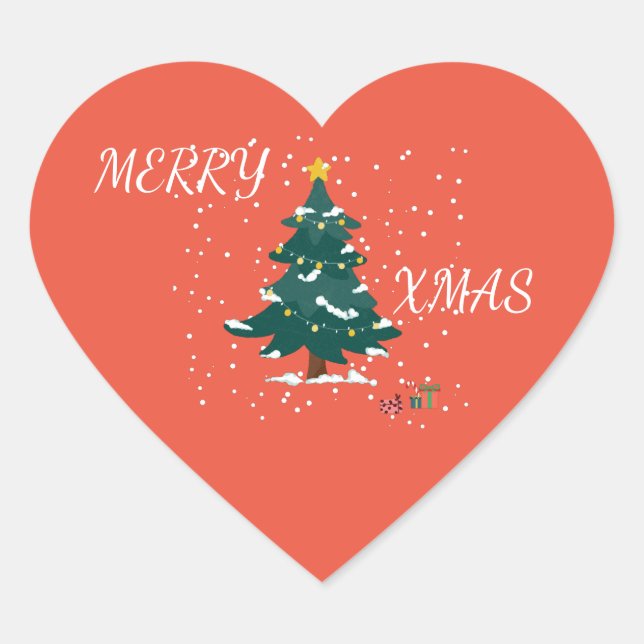 Adesivo Coração Feliz Natal Coração  (Frente)