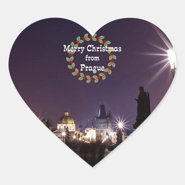 Adesivo Coração Feliz Natal de Praga (Frente)