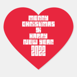Adesivo Coração Feliz Natal E Feliz ano novo 2022