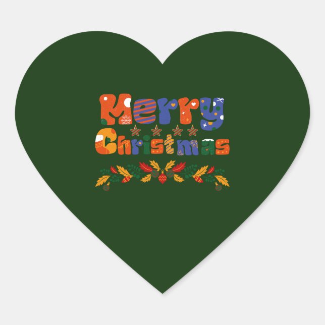 Adesivo Coração Feliz Natal Férias (Frente)