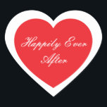 Adesivo Coração Feliz Nunca Depois do Sticker<br><div class="desc">Felizmente,  "Ever Depois do Coração" aparece num design de duplo coração. Vermelho colorido</div>