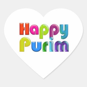 Adesivo Coração FELIZ PURIM funky