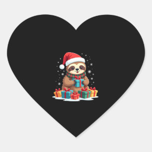 Adesivo Coração Feliz Slothmas Linda preguiça de Natal Chapéu Sant