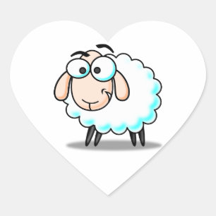 Adesivo Coração Feliz Sorriso Cartoon Sheep