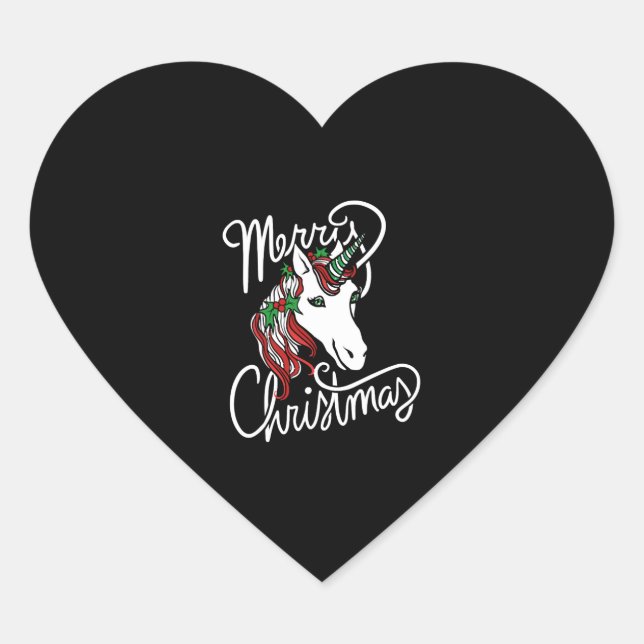 Adesivo Coração feliz unicórnio de natal (Frente)