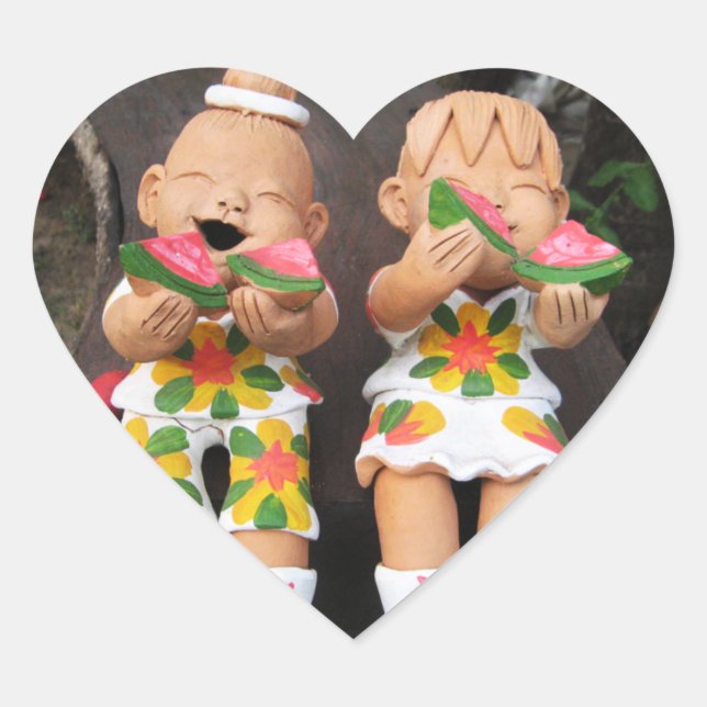 Adesivo Coração Felizes Amigos da Melancia (Frente)