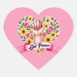 Adesivo Coração Feminista do Poder Menina