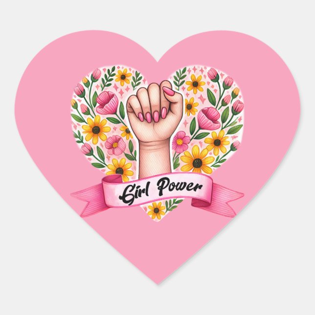 Adesivo Coração Feminista do Poder Menina (Frente)
