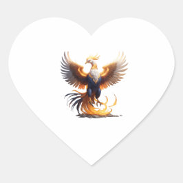Adesivo Coração Fênix Rise Hoodie 🔥 Pássaro de Fogo Mítico Sweats