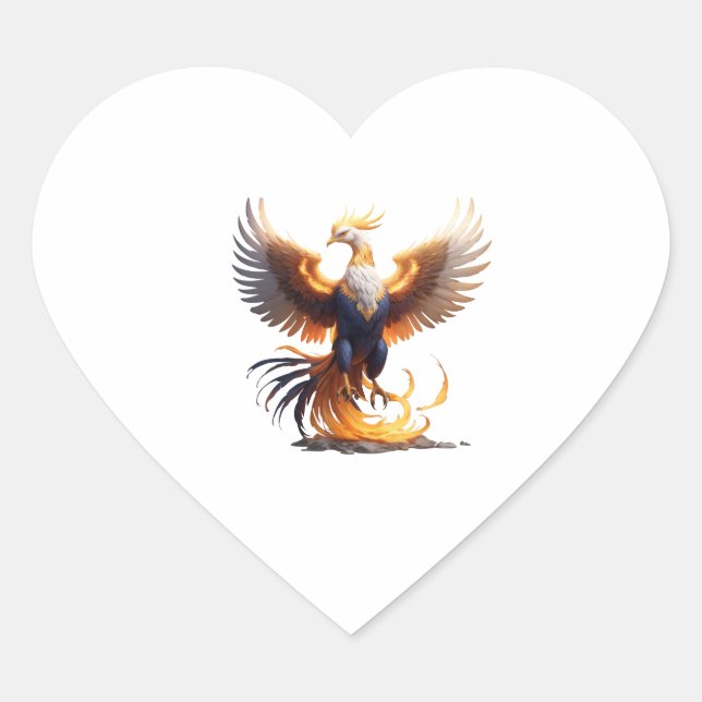 Adesivo Coração Fênix Rise Hoodie 🔥 Pássaro de Fogo Mítico Sweats (Frente)