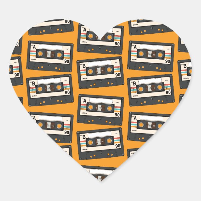 Adesivo Coração Festa de aniversário de música em fita cassete do  (Frente)