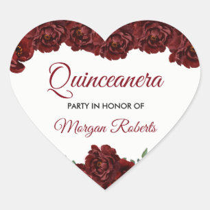 Adesivo Coração Festa de aniversário de Quinceanera da rosa