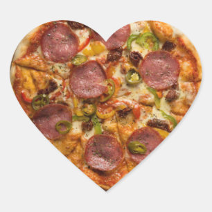 Adesivo Coração Festa de Pizza Suprema Eu Amo Pizza