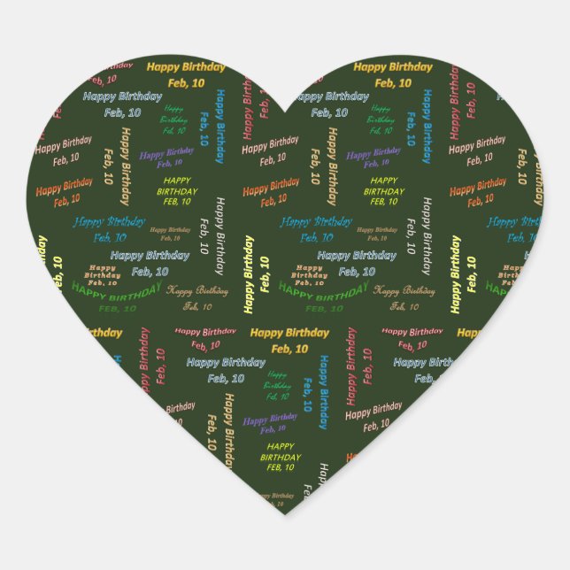 Adesivo Coração Fevereiro, 10 Aniversário (Frente)