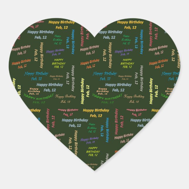 Adesivo Coração Fevereiro, 12 Aniversário (Frente)