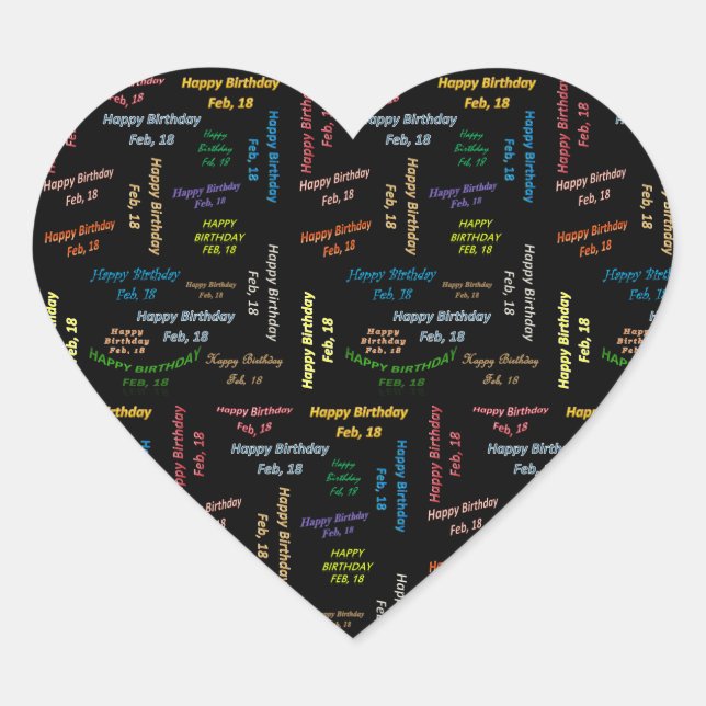 Adesivo Coração Fevereiro, 18 Aniversário (Frente)