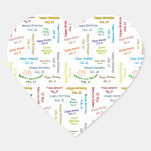 Adesivo Coração Fevereiro, 21 Birthday Sticker