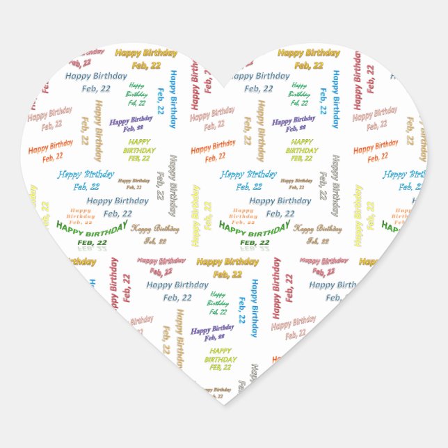 Adesivo Coração Fevereiro, 22 Aniversário (Frente)