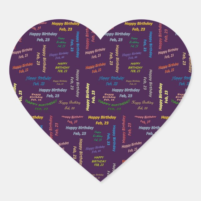 Adesivo Coração Fevereiro, 23 Aniversário (Frente)