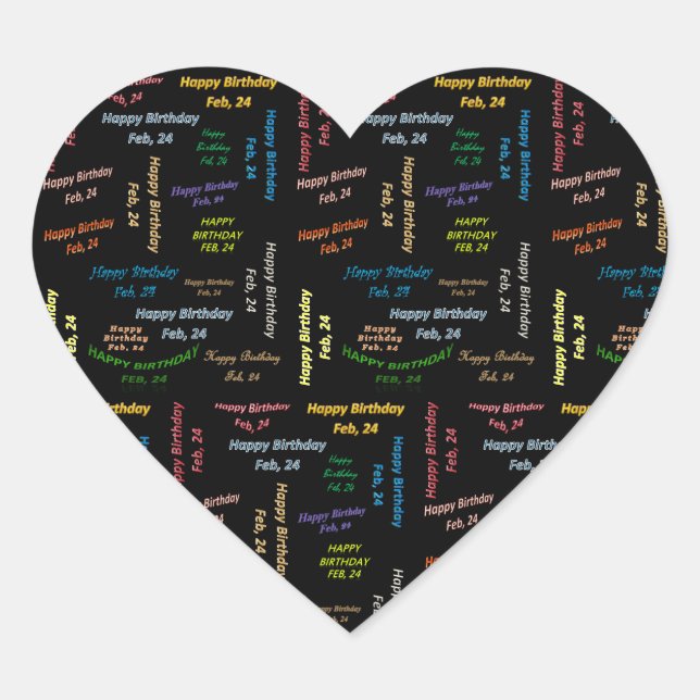 Adesivo Coração Fevereiro, 24 Aniversário (Frente)