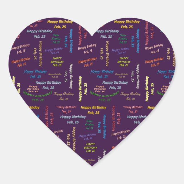 Adesivo Coração Fevereiro, 25 Aniversário (Frente)