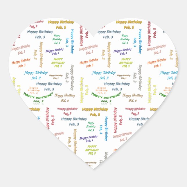 Adesivo Coração Fevereiro, 3 Aniversário (Frente)