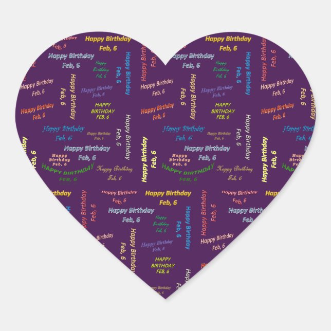 Adesivo Coração Fevereiro, 6 Aniversário (Frente)