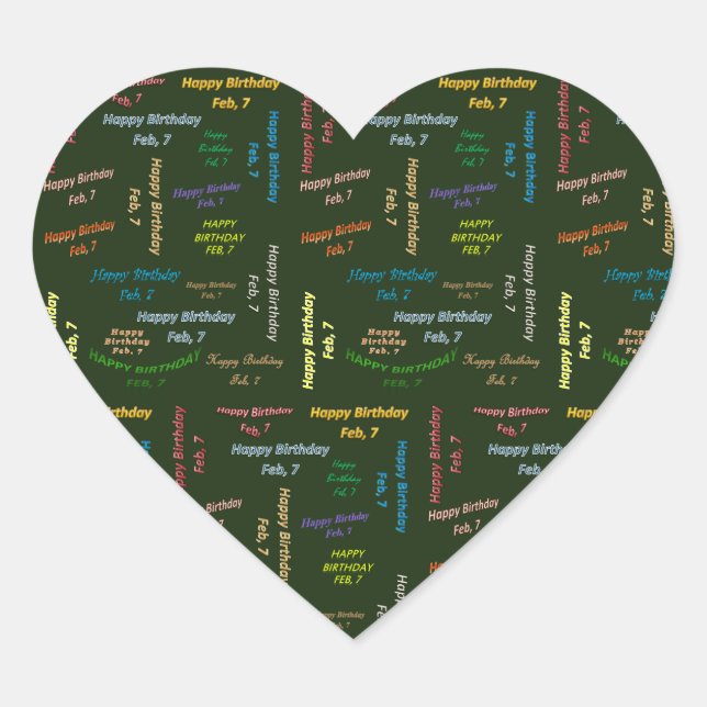 Adesivo Coração Fevereiro, 7 Aniversário (Frente)