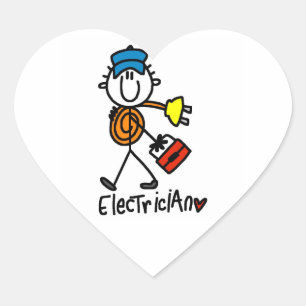 Adesivo Coração Figura de eletricista em palitinhos