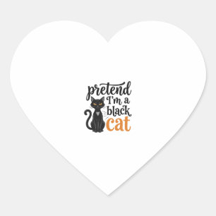 Adesivo Coração Fingir que sou um gato preto de Halloween Camiseta