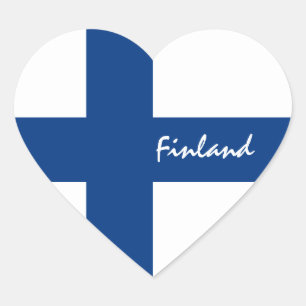 Adesivo Coração Finlândia Sticker, Heart, Patriotic Finlandês Flag