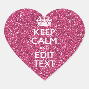 Adesivo Coração Fique calmo e tenha seu texto rosa rosa rosa