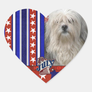 Adesivo Coração Firecracker de 4 de julho - Lowchen