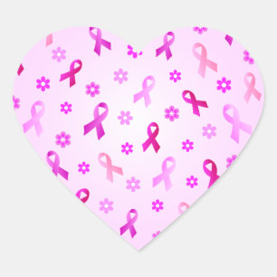 Adesivo Coração Fita Rosa do Câncer da Mama