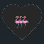 Adesivo Coração Flamingo Christmas<br><div class="desc">Flamingo Christmas</div>