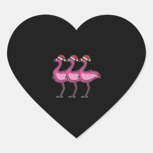 Adesivo Coração Flamingo Christmas