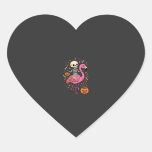 Adesivo Coração Flamingo Esqueleto Halloween Balde De Doces Vetor