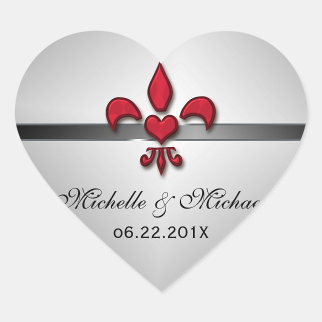 Adesivo Coração Fleur de Lis Heart Wedding (Frente)