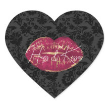 Flirty Red Lábios Beijo Preto Floral