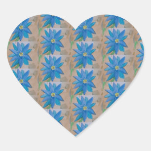 Adesivo Coração Flor Azul