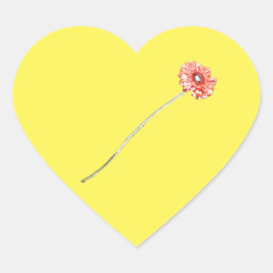 Adesivo Coração Flor de Gerbera Vermelha Pálida