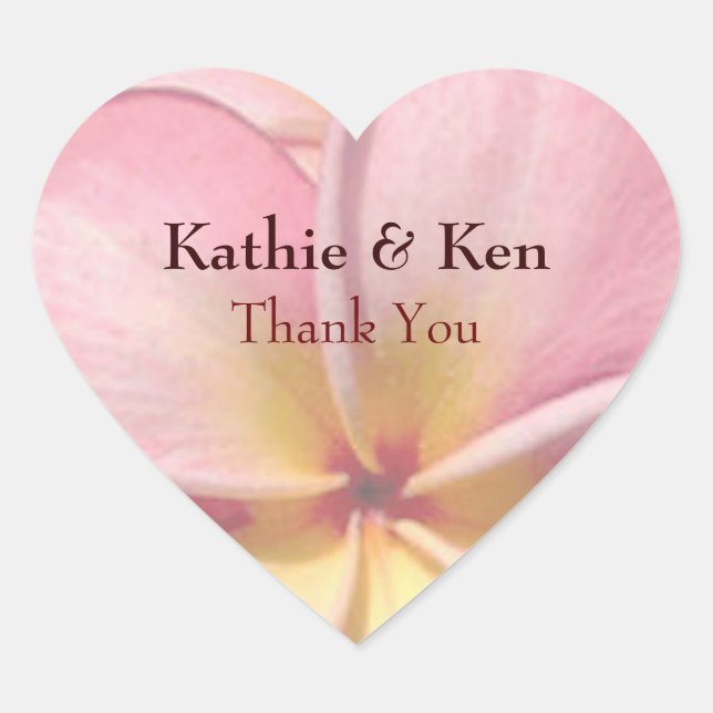 Adesivo Coração Flor De Plumeria Tropical Obrigado (Frente)