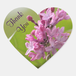 Adesivo Coração Flor Heart Lilac Obrigado Sticker