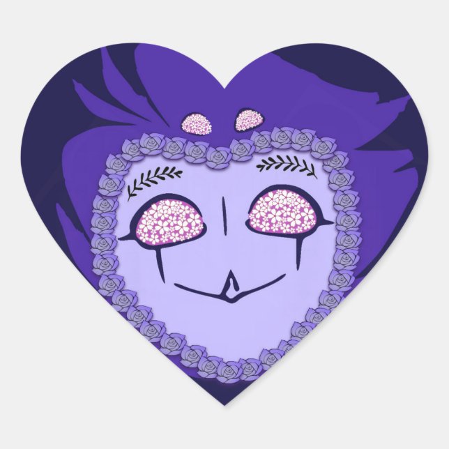 Adesivo Coração Flor Power Stolas Goetia (Frente)