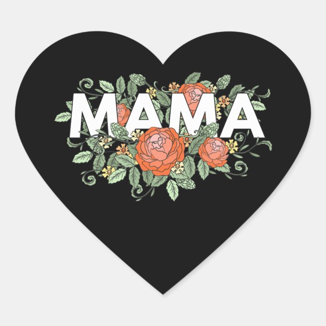 Adesivo Coração Floral Mama (Frente)