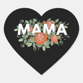 Adesivo Coração Floral Mama