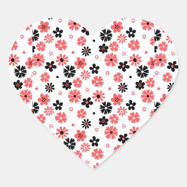 Adesivo Coração Floral Moderno Monograma (Frente)