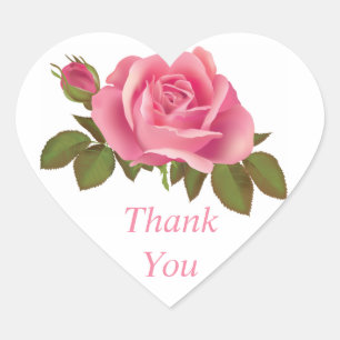 Adesivo Coração Floral Obrigado A Casamento De Flor Rosa Rosa Rosa