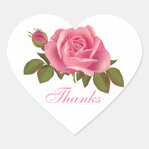 Adesivo Coração Floral Obrigado A Casamento De Flor Rosa Rosa Rosa